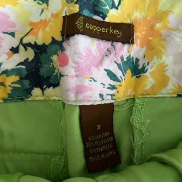Copper Key Size 3 Lime Green Short Chino Shorts Mid Rise Stretch Preppy - Picture 9 of 9